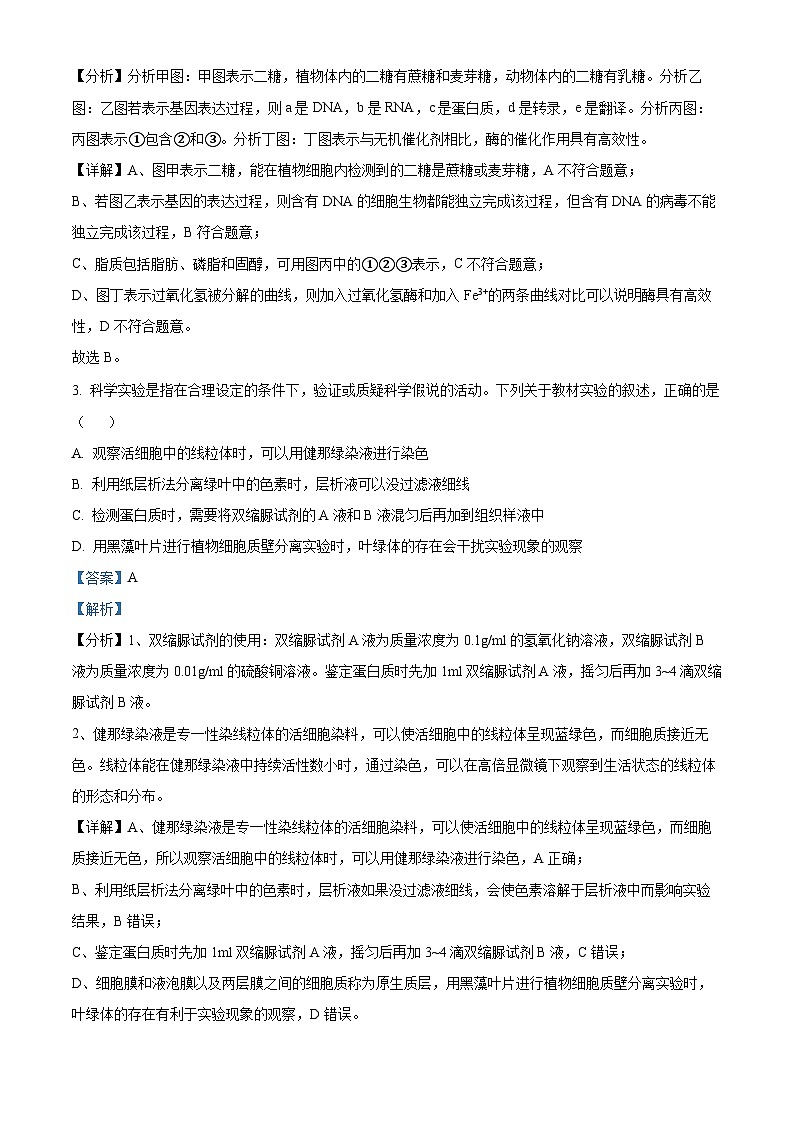 精品解析:河南省郑州市郑州外国语学校2022-2023学年高三上学期第四次调研生物试题(解析版)第2页