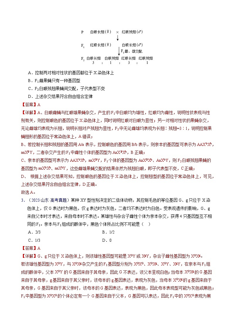 高考生物真题分项汇编(全国通用)五年(2019-2023)专题11 伴性遗传和人类遗传病- 学易金卷:五年(2019-2023)高考生物真题分项汇编(全国通用)(解析版)第2页