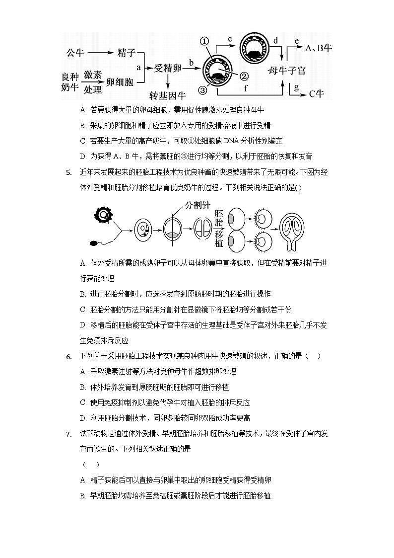 2.3.2 胚胎工程技术及其应用 作业(原卷+解析卷)(新人教版2019选择性必修3-高二生物)02
