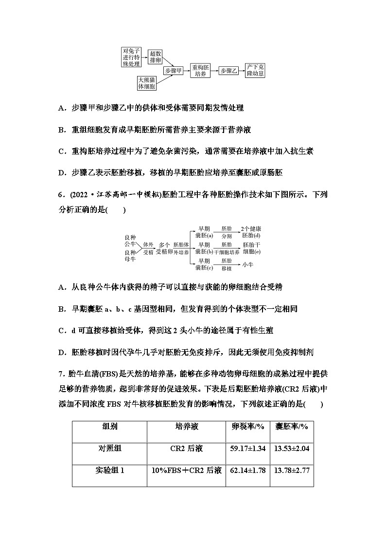 2024届高考生物一轮复习39胚胎工程生物技术的安全性与伦理问题课时质量评价第3页