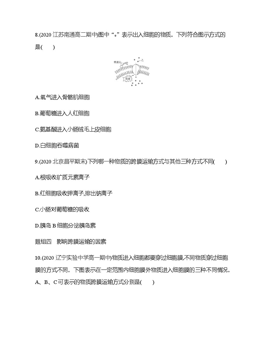 高中生物人教版（2019）必修1第四章4.2《主動運輸與胞吞、胞吐》同步練習(xí)第3頁