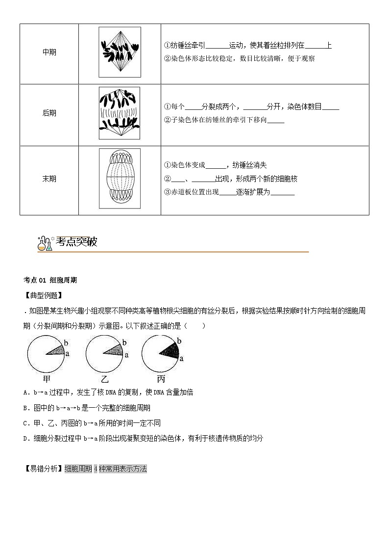 人教版高中 生物(必修一) 同步精品講義6.1.1 細胞周期和高等植物細胞的有絲分裂（原卷版） 第2頁