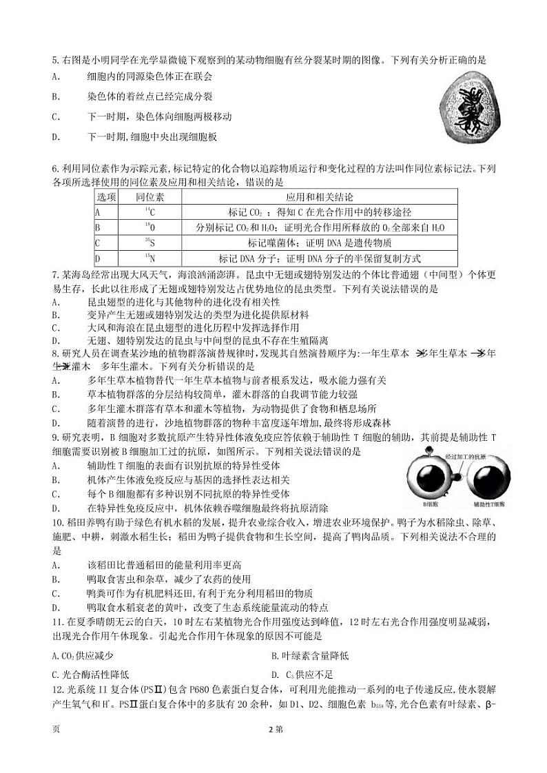 2022-2023学年河南省高三上学期入学摸底考试(一)生物试卷(PDF版)02