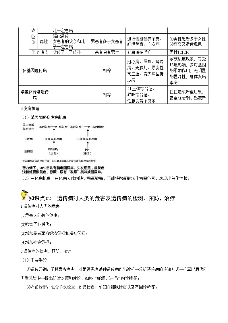 人教版(必修二)高中生物同步精品講義5.3 人類遺傳病（原卷版）第2頁
