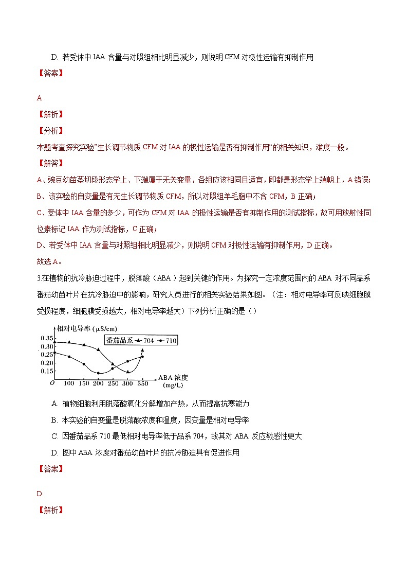 人教版(选择性必修一)高中生物分层训练AB卷第5章  植物生命活动的调节(能力提升练)(2份打包,原卷版+教师版)03
