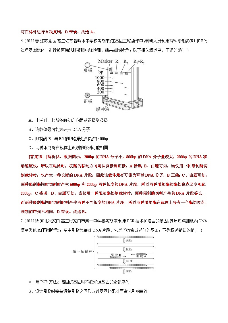 人教版(选择性必修三)高中生物分层训练AB卷第3章 基因工程(B卷·能力提升练)(2份打包,原卷版+教师版)03