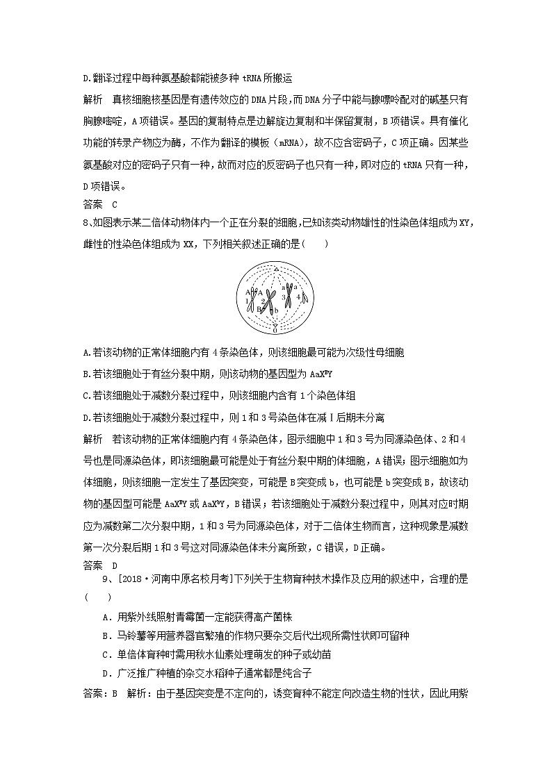高考生物一轮复习基础夯实练5含解析第3页