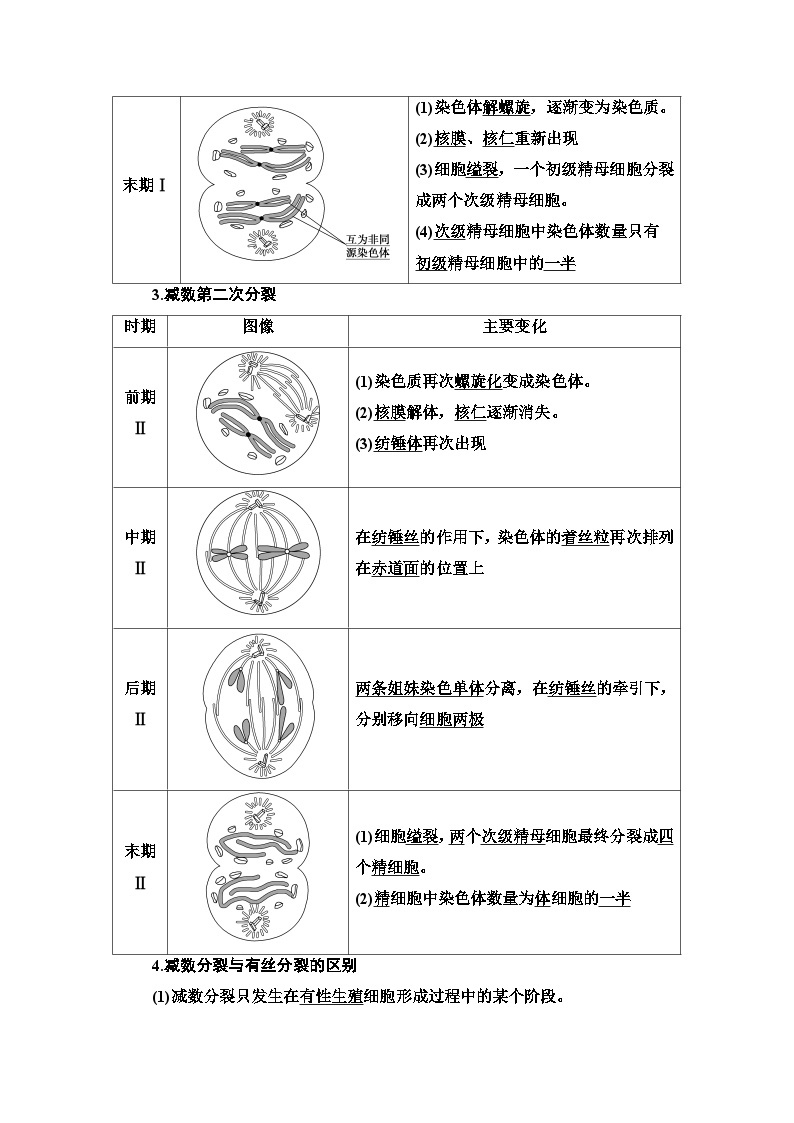 苏教版（2019）高中生物： 必修2 第1章 第1节 第1课时 减数分裂产生精子或卵细胞 教案 Word版含答案03