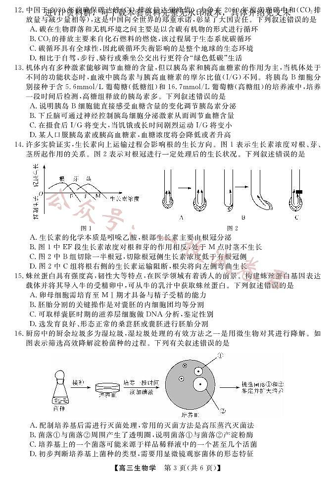 广东省湛江市第一中学2023-2024学年高三上学期开学考试 生物第3页