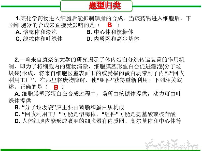第5讲 细胞器之间的分工和协调配合(题型归类)-【一轮精讲】备战2024年高考生物一轮复习课件精讲和题型归纳第2页