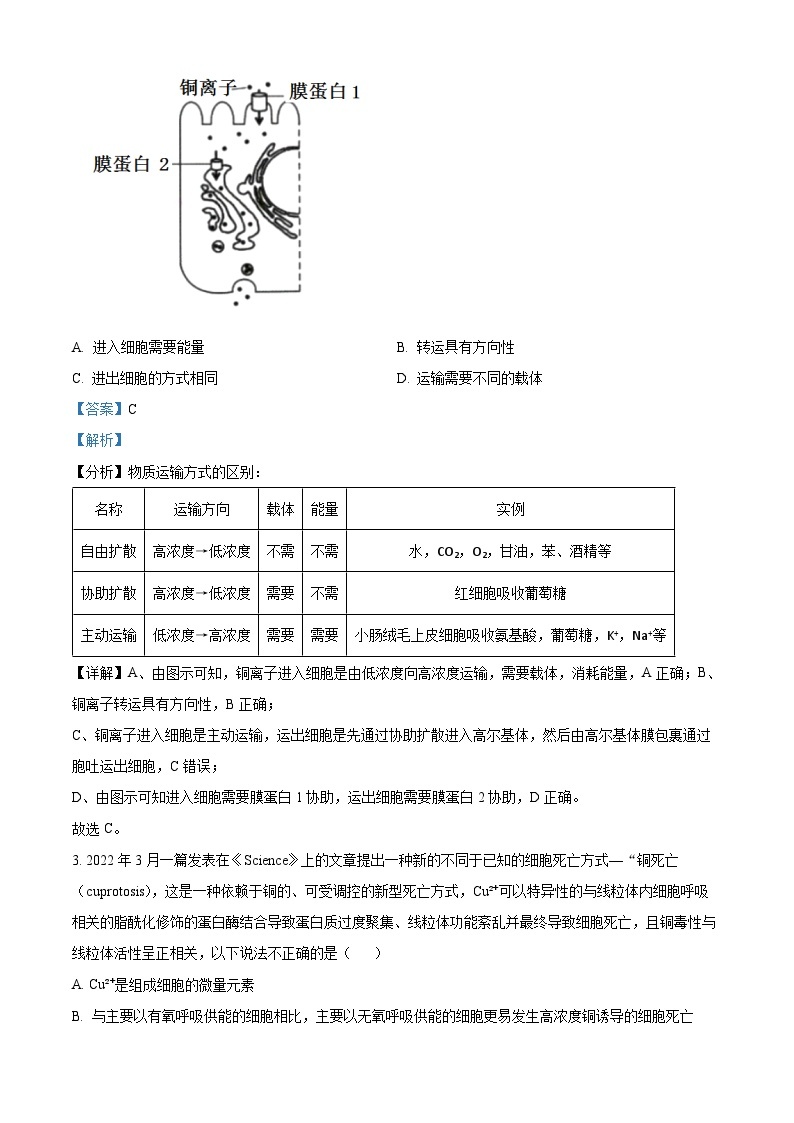 重庆市长寿中学2022-2023学年高三生物下学期3月月考试题（Word版附解析）02