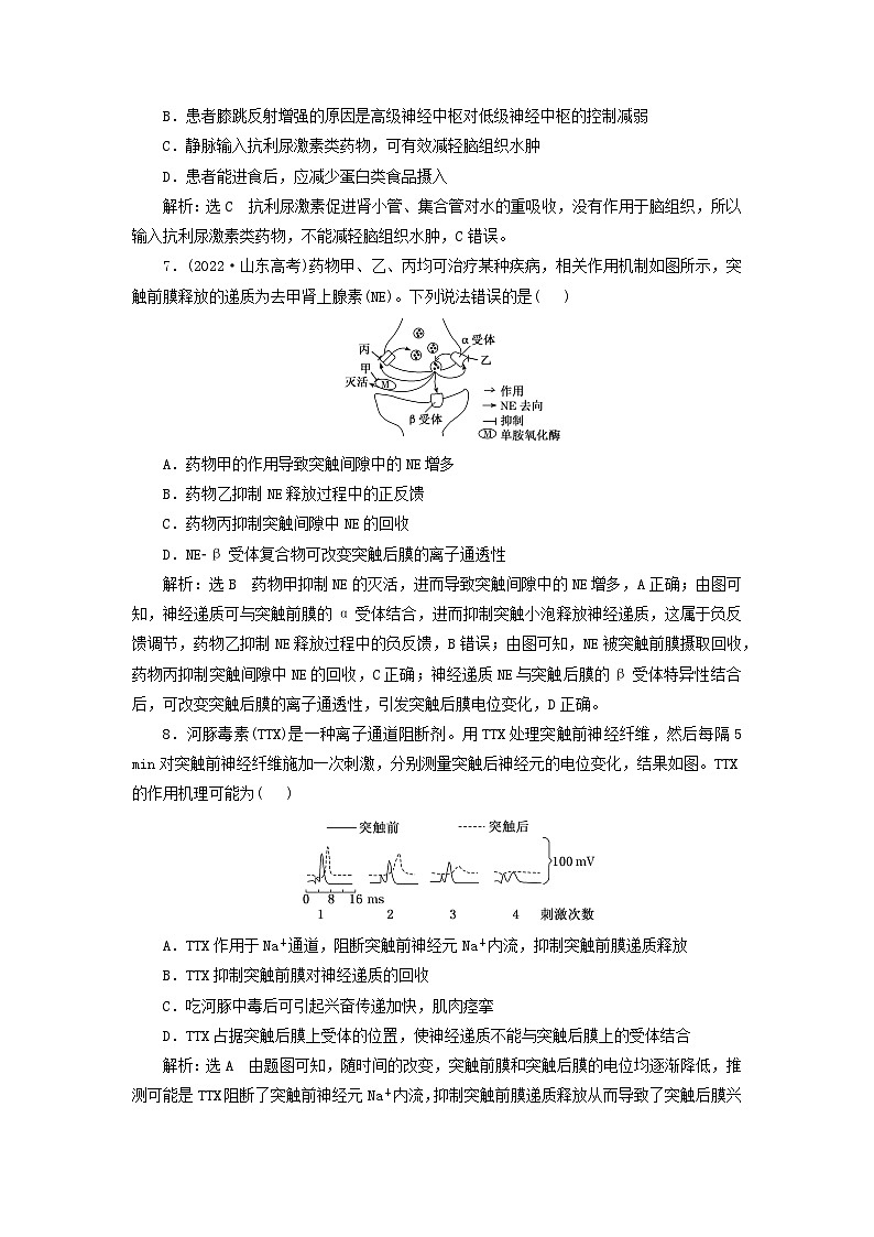 2024届高考生物一轮总复习课时验收评价三十五神经调节第3页