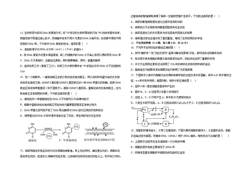 山西省阳泉市第一中学校2023-2024学年高二上学期开学生物试题03