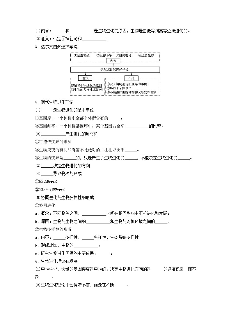 专题22 生物的进化(串讲)-备战2024年高考生物一轮复习串讲精练(新高考专用)(原卷版)02