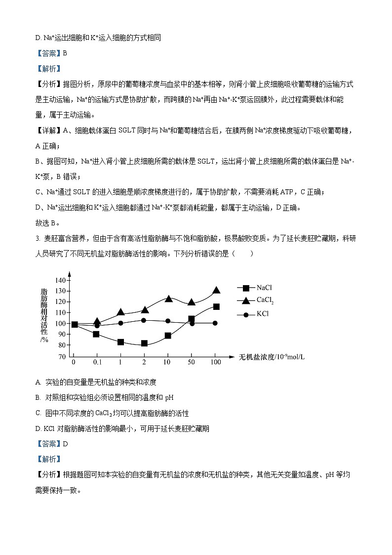 湖南省永州市第一中学2024届高三生物上学期第一次月考试题(Word版附解析)02