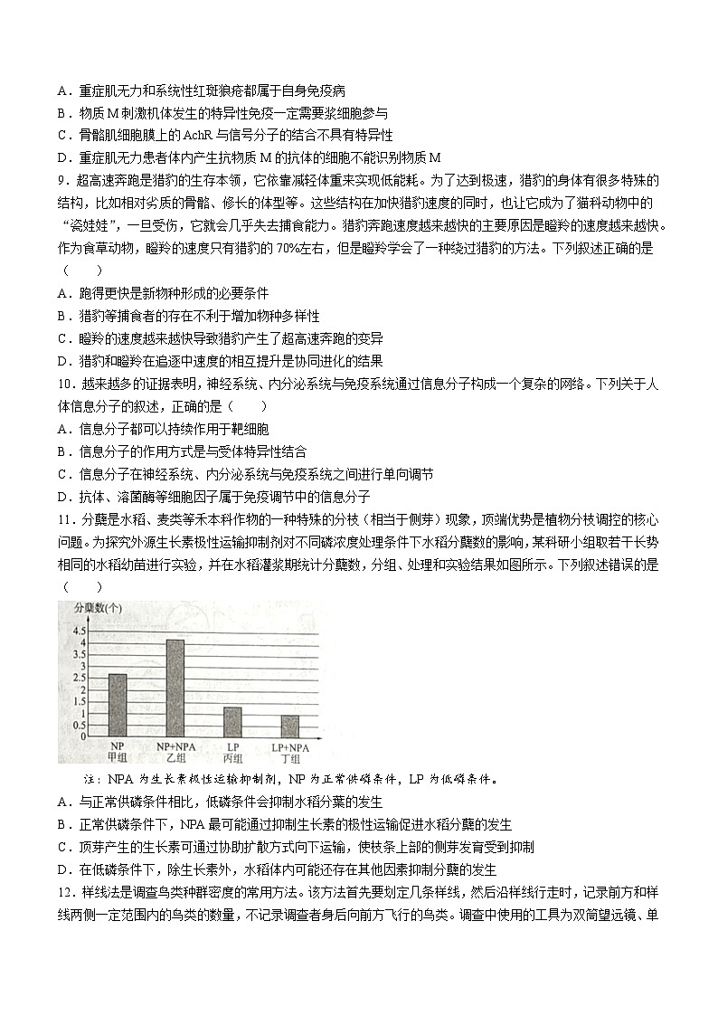 山东省百校2023-2024学年高三上学期开学摸底联考生物试题03