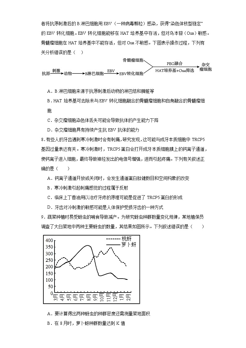 2023届湖南省郴州市高三适应性模拟考试生物试题(含解析)第3页