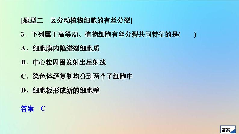 2023新教材高中生物第6章细胞的生命历程第1节细胞的增殖第2课时动物细胞有丝分裂及观察根尖分生区组织细胞有丝分裂实验作业课件新人教版必修1第7页