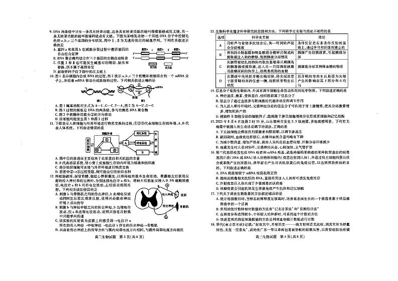 山西省运城市2023-2024学年高三上学期摸底调研测试生物试题02