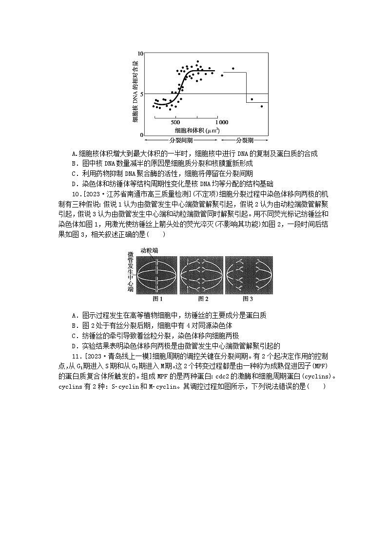 2024版新教材高考生物全程一轮总复习课后定时检测案12细胞周期和细胞的有丝分裂第3页
