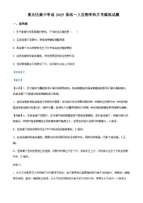 2022-2023学年重庆市巴蜀中学高一上学期生物月考模拟试题含答案