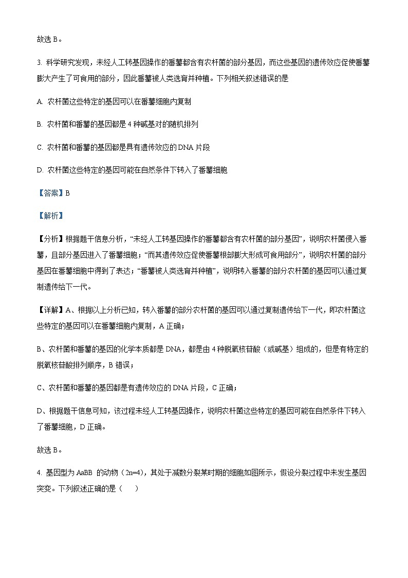 2022-2023学年湖南省岳阳市湘阴县高一下学期期末生物试题含答案03