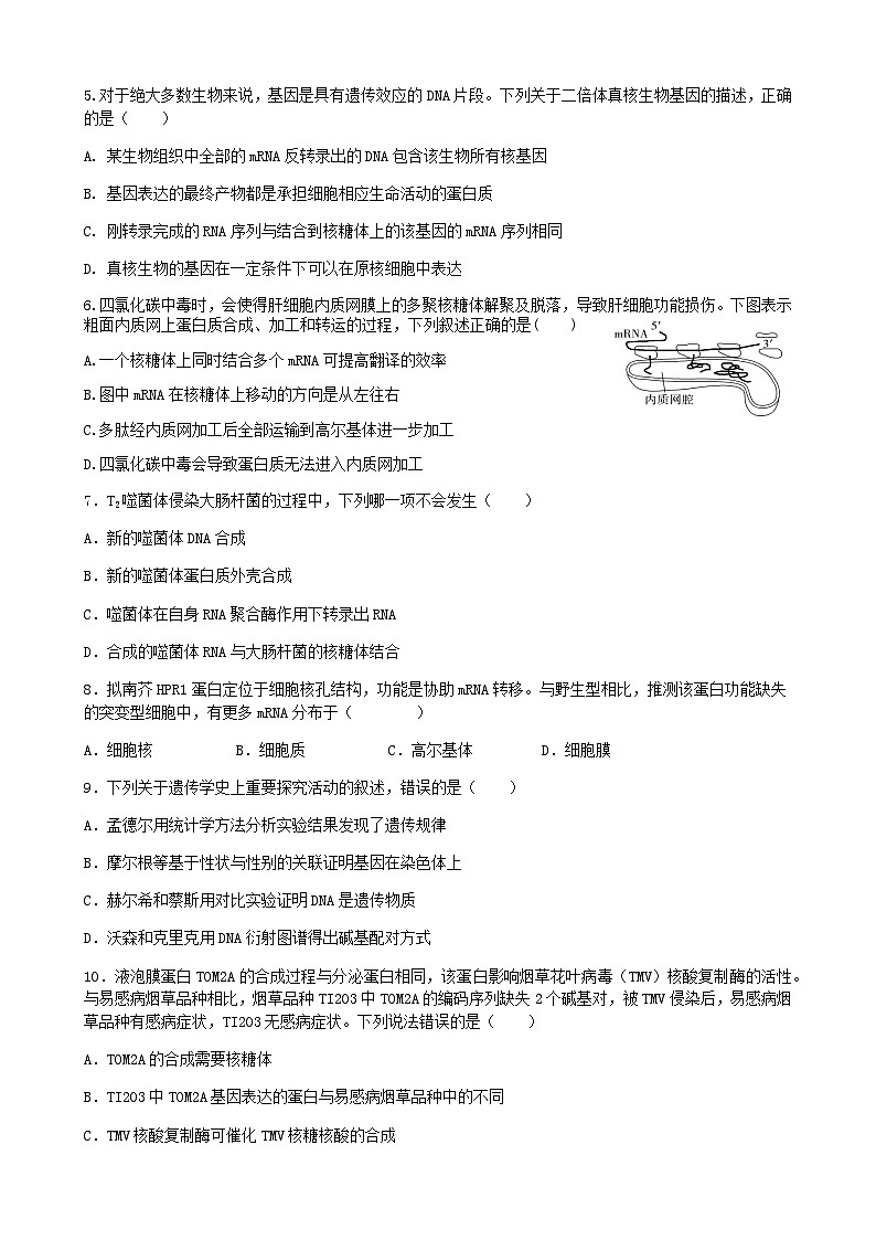 2022-2023学年四川省成都市石室中学高三上学期周练生物5含答案第2页