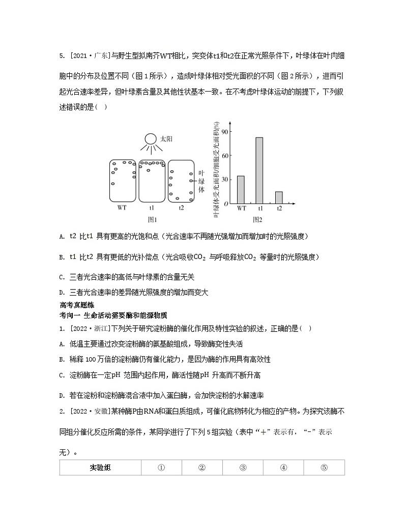 江苏专版2023_2024学年新教材高中生物第三章细胞中能量的转换和利用本章知识网络苏教版必修1 试卷03