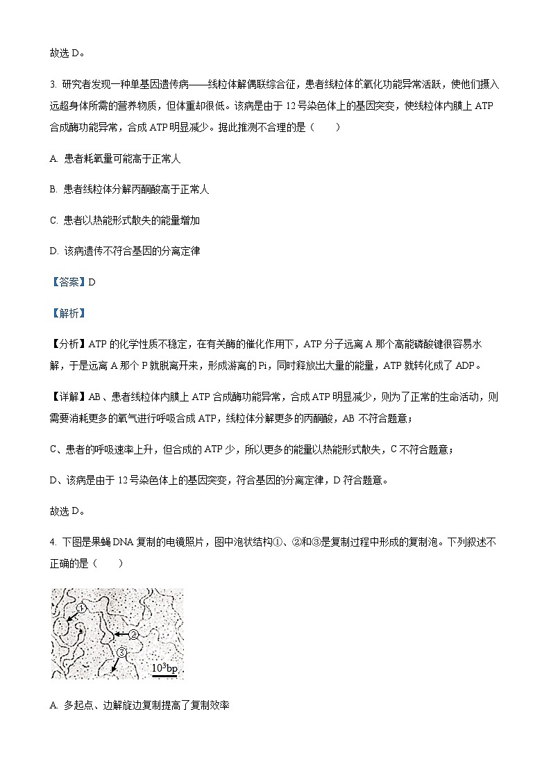 北京市海淀区2023届高三(二模)下学期期末生物试题   Word版含解析第3页
