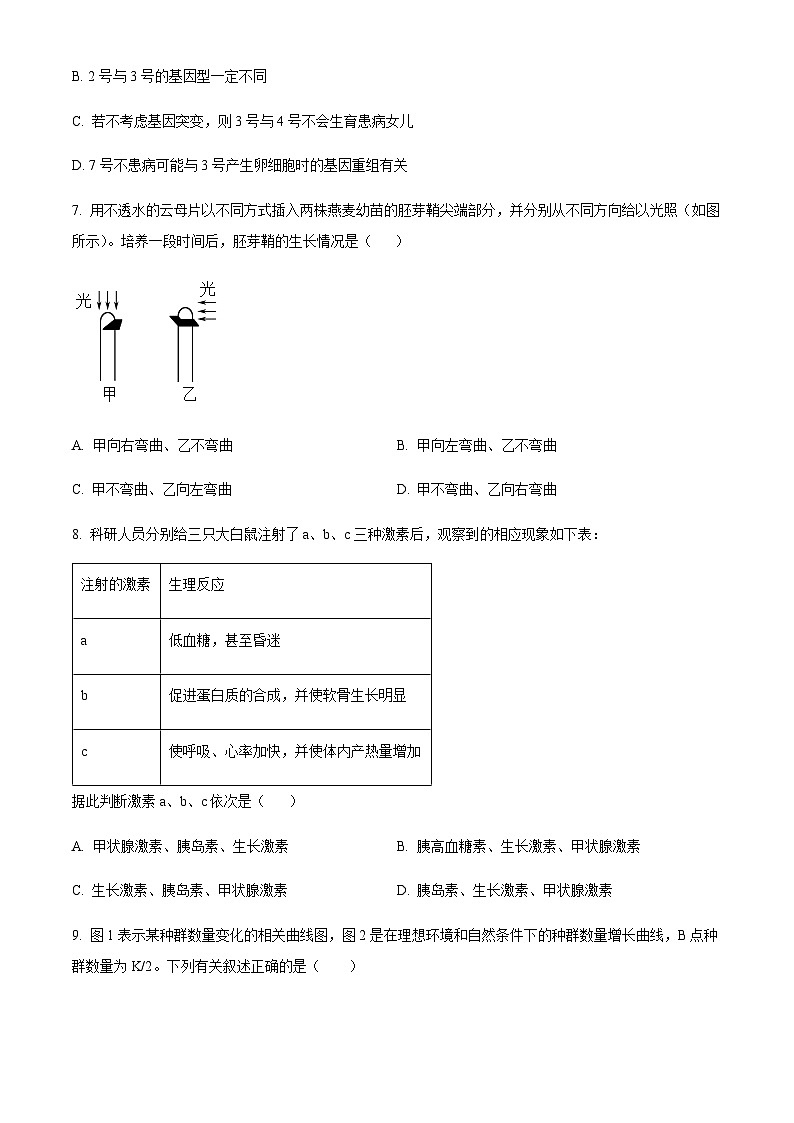 重庆市渝北中学2023-2023学年高三7月摸底考试生物试题 Word版无答案第3页
