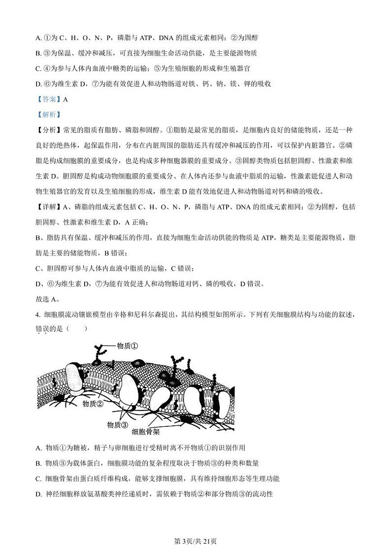 全国名校大联考2023-2024学年高三上学期第一次联考(月考)生物答案和解析第3页