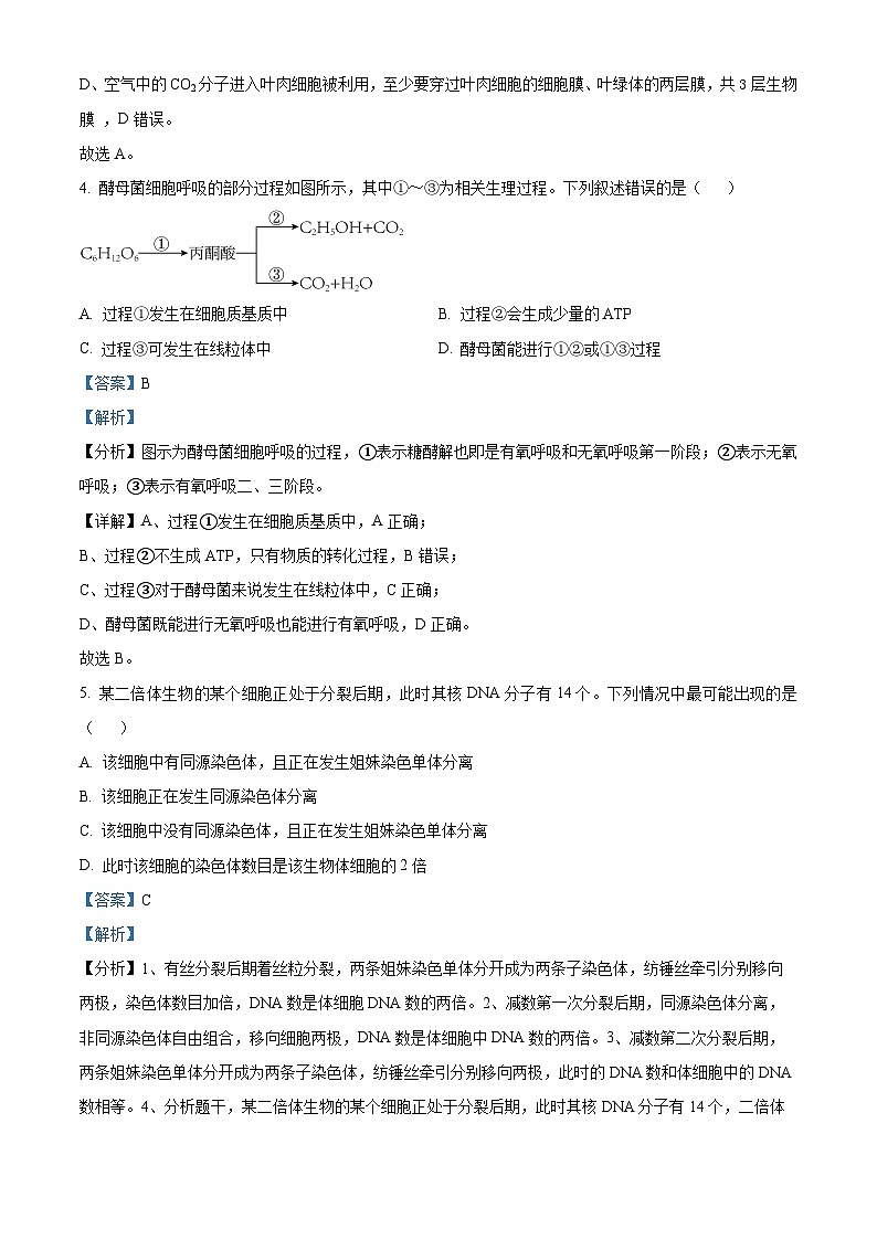 2023长治上党区高二上学期11月期中考试生物试题含解析03