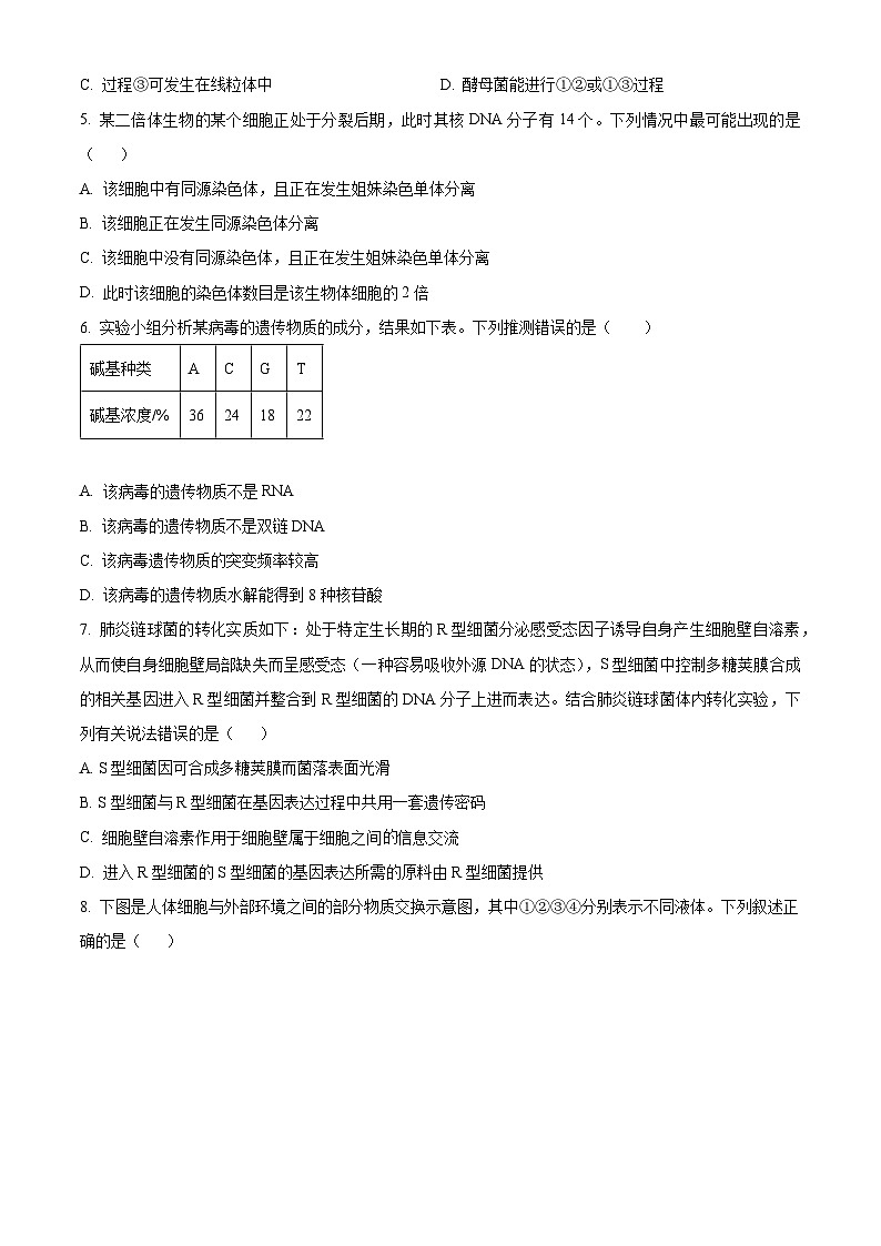 2023长治上党区高二上学期11月期中考试生物试题含解析02
