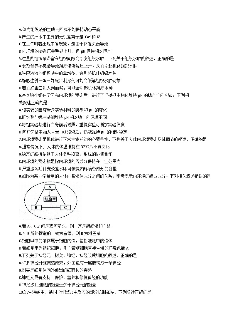 陕西省榆林市府谷县府谷中学2023-2024学年高二9月月考生物试题(含答案)02