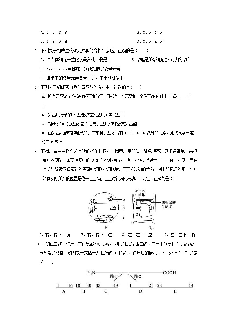 陕西省武功县普集高级中学2023-2024学年高一上学期10月月考生物试题第2页