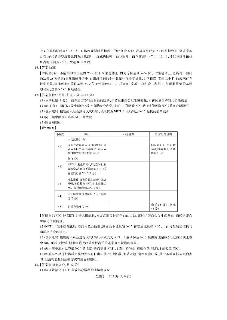 生物答案第3页
