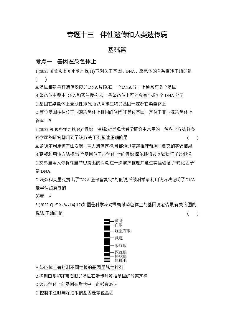 1_13-专题十三 伴性遗传和人类遗传病(分层集训word)第1页