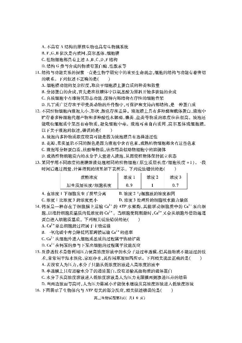 2024渭南大荔县高三一模生物试题PDF版含答案03
