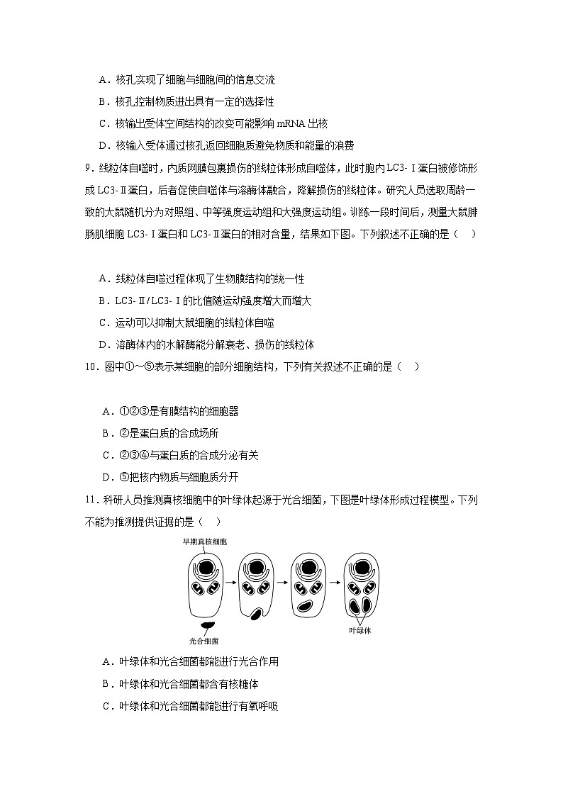 【期中模拟卷】(人教版)2023-2024学年高一上学期生物 必修1 第三章 细胞的基本结构 提升卷.03