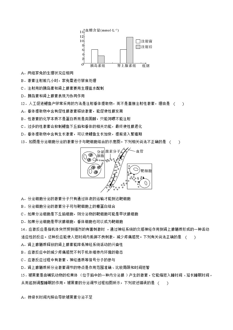 【期中模拟卷】(人教版2019)高二上学期生物 选择性必修1 第3章 体液调节提升测试卷03