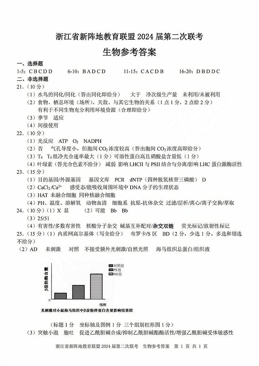 生物參考答案第1頁