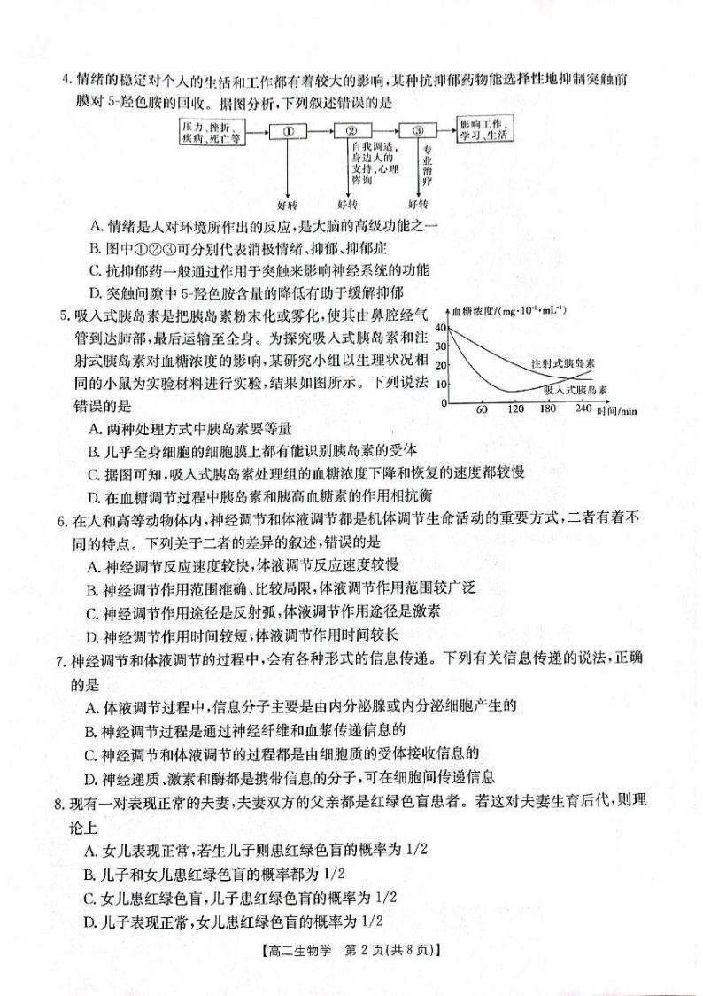 2024辽宁省部分学校高二上学期10月月考生物试题PDF版无答案02