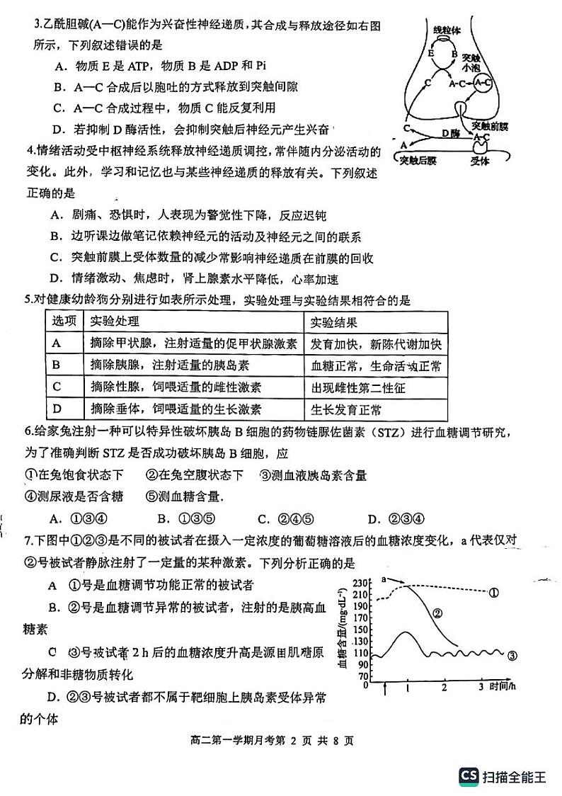 山东省实验中学2023-2024学年高二生物上学期10月月考试题(PDF版附答案)第2页