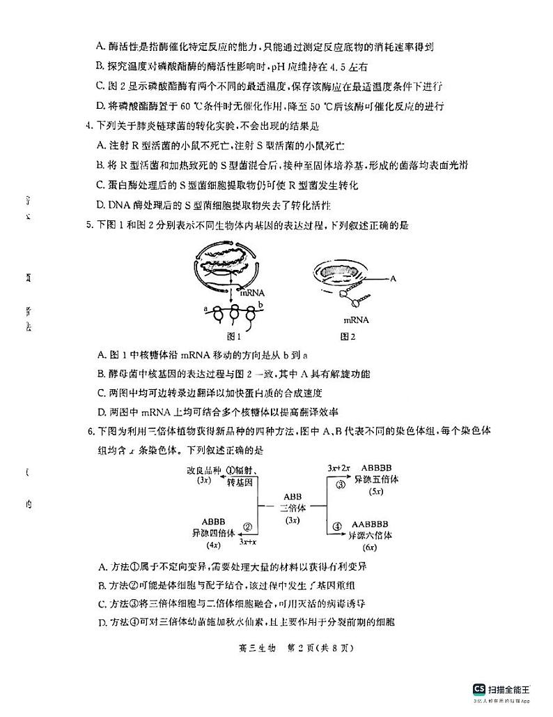 河北省沧州市部分学校2023-2024学年高三上学期10月联考生物试题试题及答案第2页