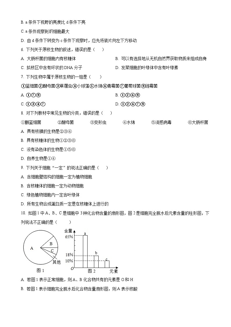 2024省双鸭山一中高一上学期10月月考试题生物含解析第2页