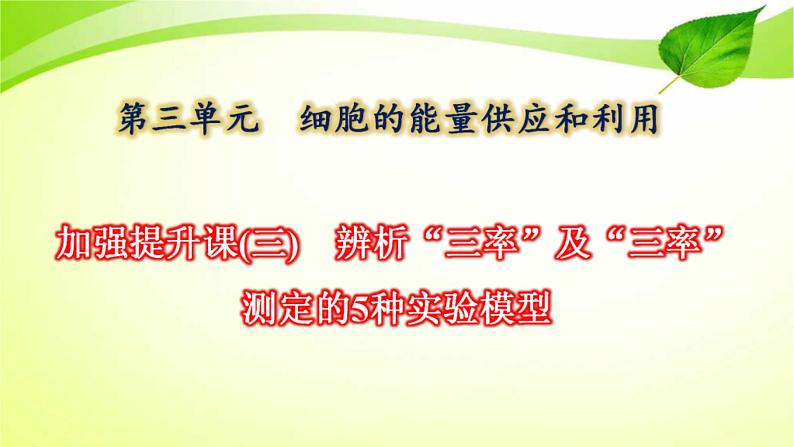 新高考生物二轮复习:加强提升课件(三) 辨析“三率”及“三率”测定的5种实验模型(含解析)第1页