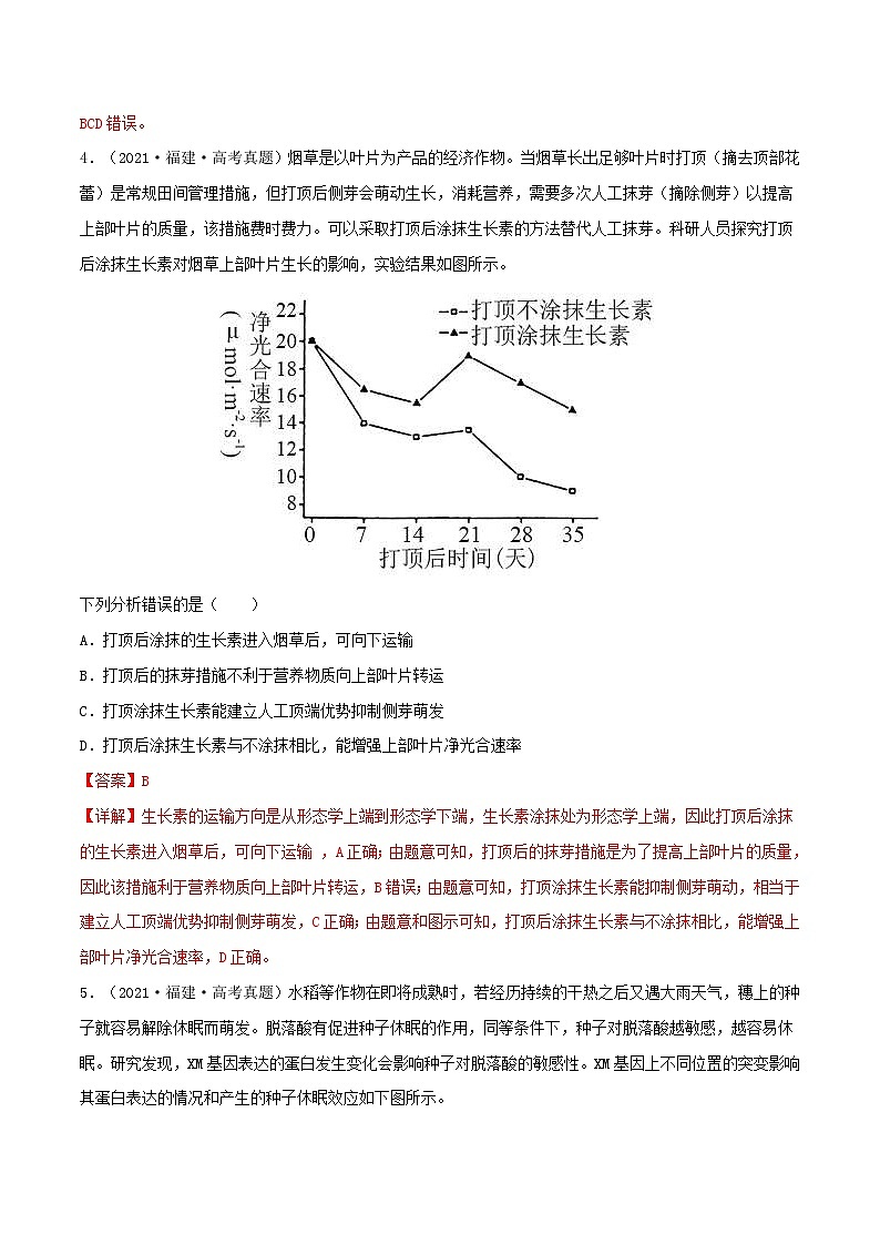 新高考生物一輪復習小題過關訓練第26練 植物激素調節(jié)（含解析）第2頁