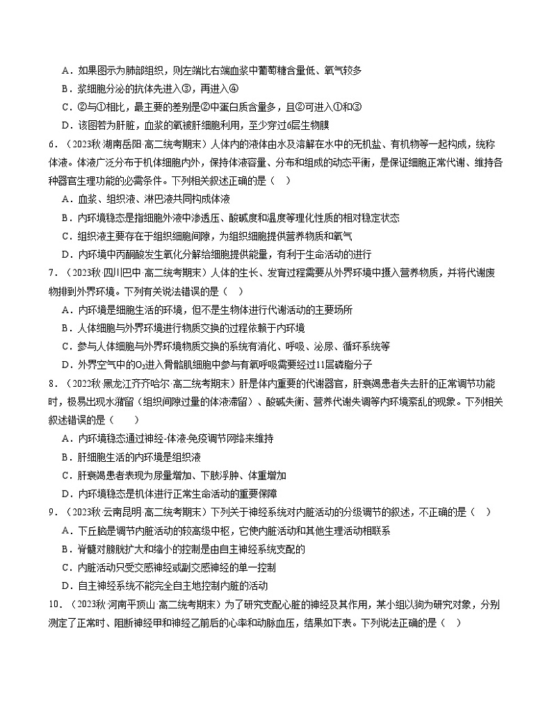 (人教版2019)2023-2024学年高二生物上学期 第一次月考B卷03