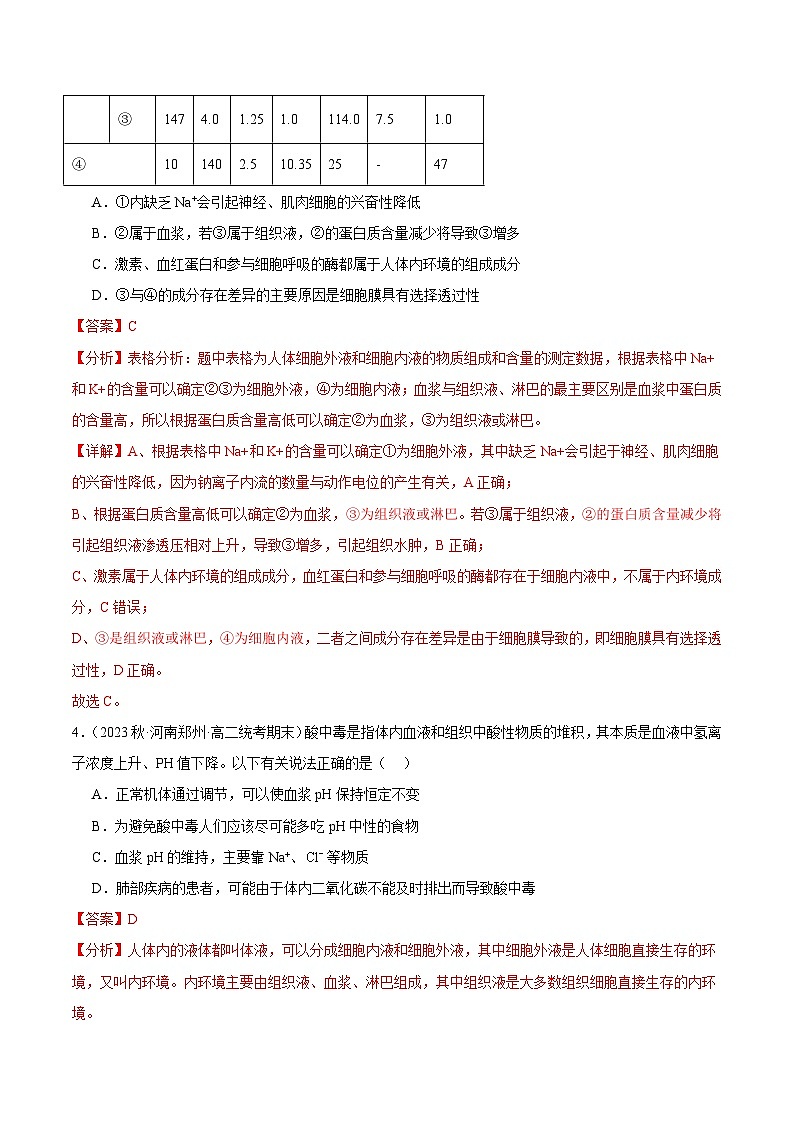 (人教版2019)2023-2024学年高二生物上学期 第一次月考B卷03