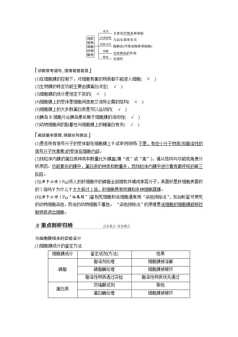 新高考生物一轮复习精品学案 第2单元 第4讲 细胞膜和细胞核(含解析)03